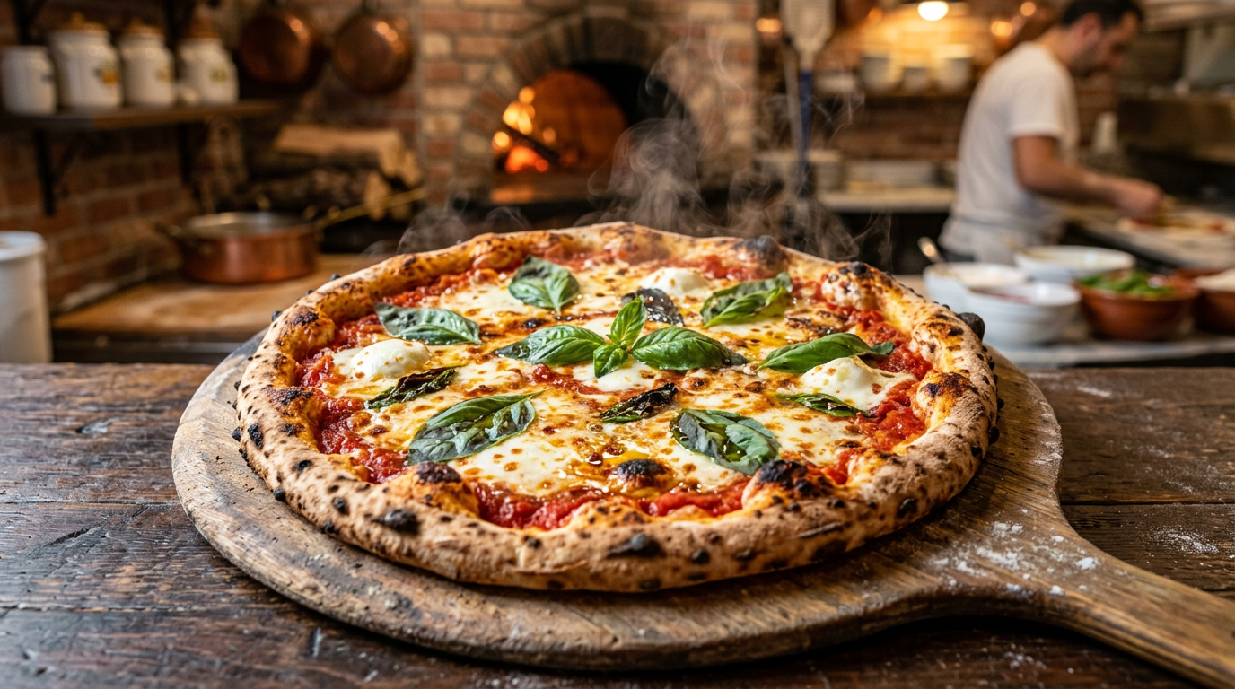 Handcrafted signature pizza with fresh toppings